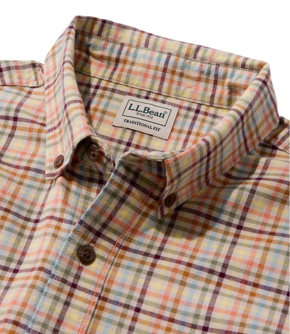 L.L.BeanMen's Brushed Jaspé Twill Shirt, Plaid, Traditional Untucked Fit