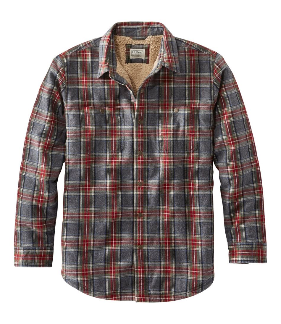 L.L.BeanMen's Sherpa-Lined Scotch Plaid Shirt, Slightly Fitted