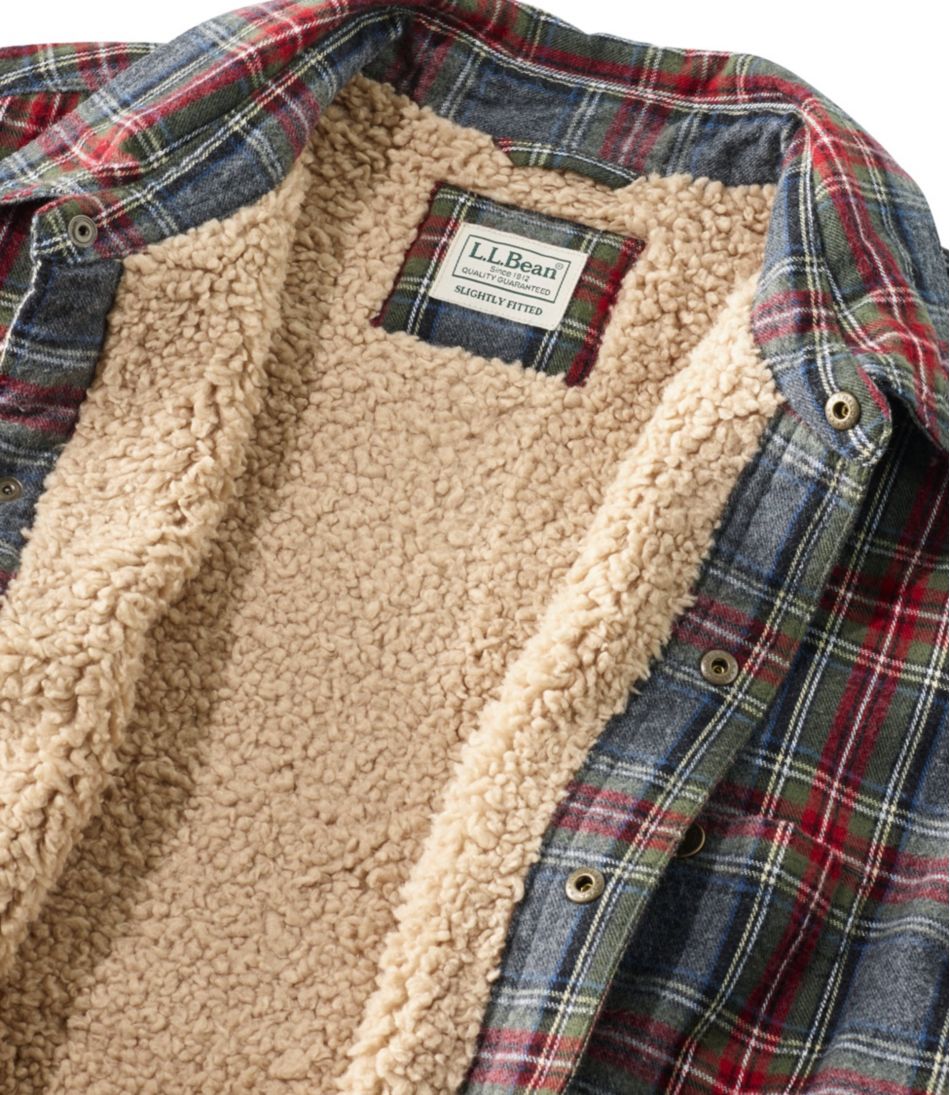 L.L.BeanMen's Sherpa-Lined Scotch Plaid Shirt, Slightly Fitted