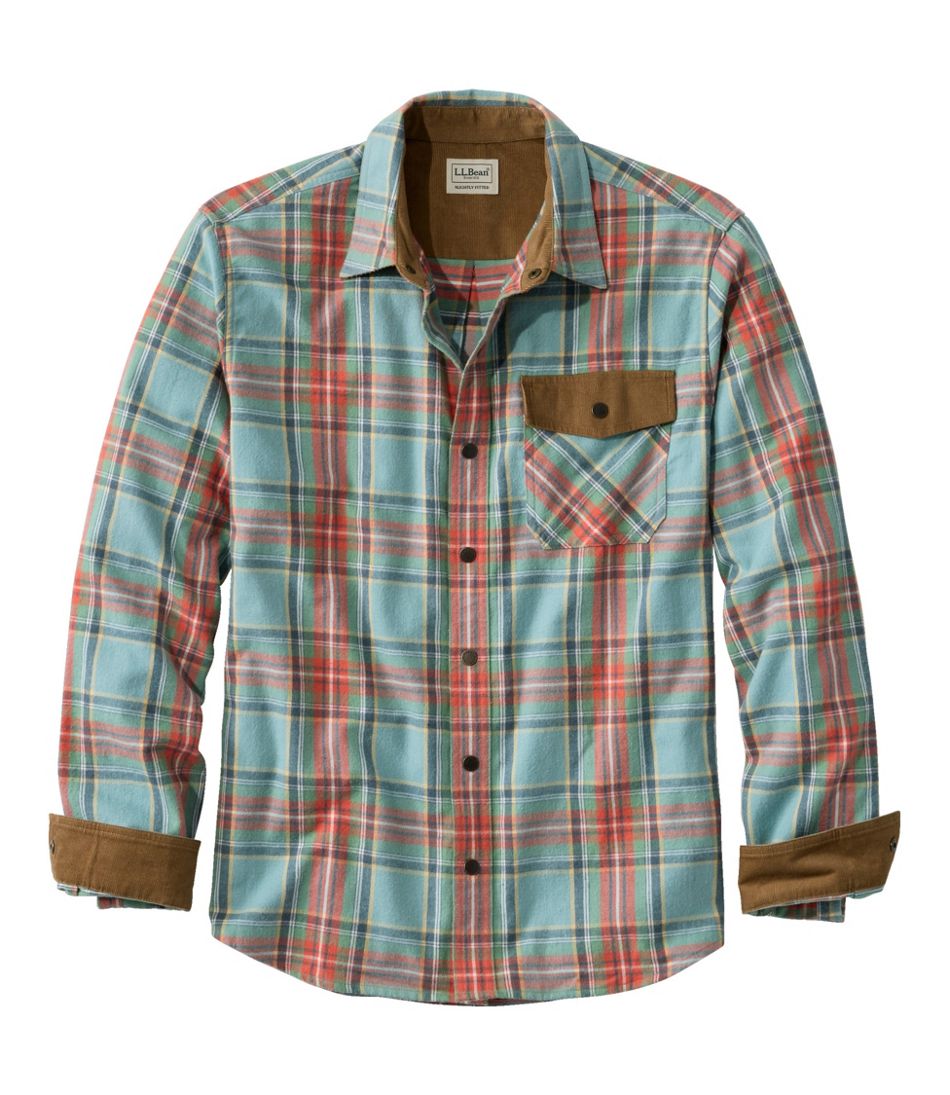 L.L.BeanMen's Scotch Plaid Flannel Shirt, Snap-Front, Slightly Fitted Untucked Fit