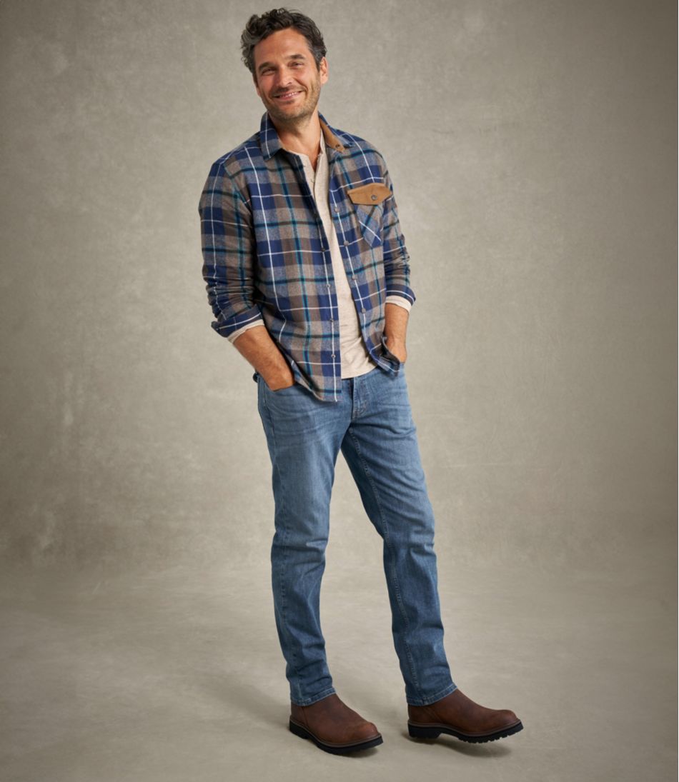 L.L.BeanMen's Scotch Plaid Flannel Shirt, Snap-Front, Slightly Fitted Untucked Fit