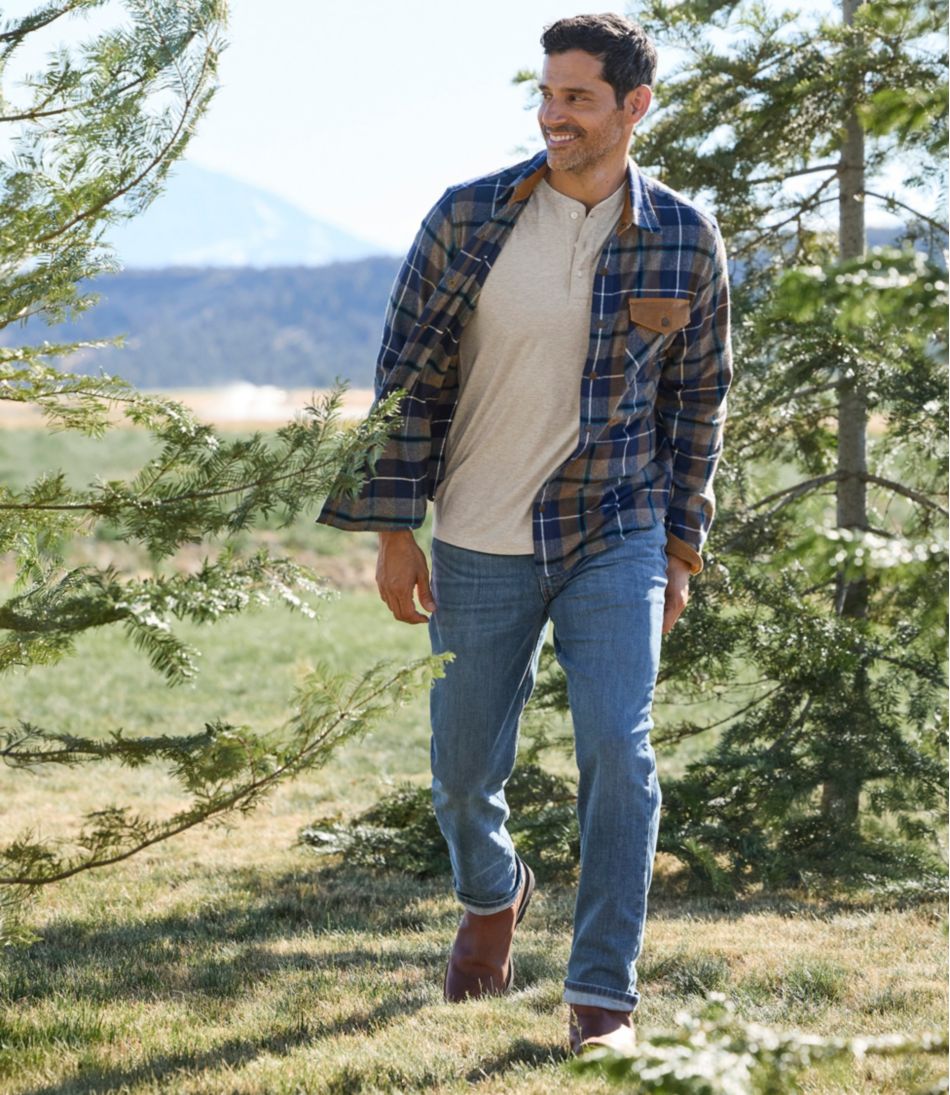 L.L.BeanMen's Scotch Plaid Flannel Shirt, Snap-Front, Slightly Fitted Untucked Fit