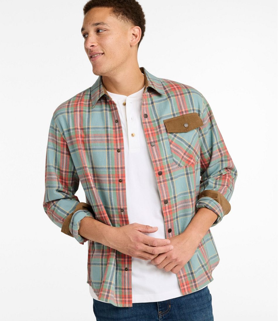 L.L.BeanMen's Scotch Plaid Flannel Shirt, Snap-Front, Slightly Fitted Untucked Fit