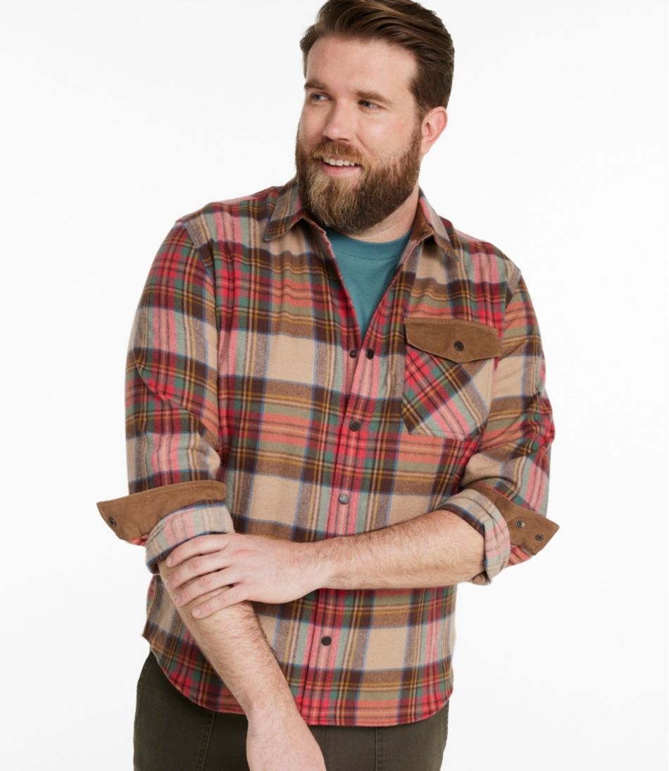 L.L.BeanMen's Scotch Plaid Flannel Shirt, Snap-Front, Slightly Fitted Untucked Fit
