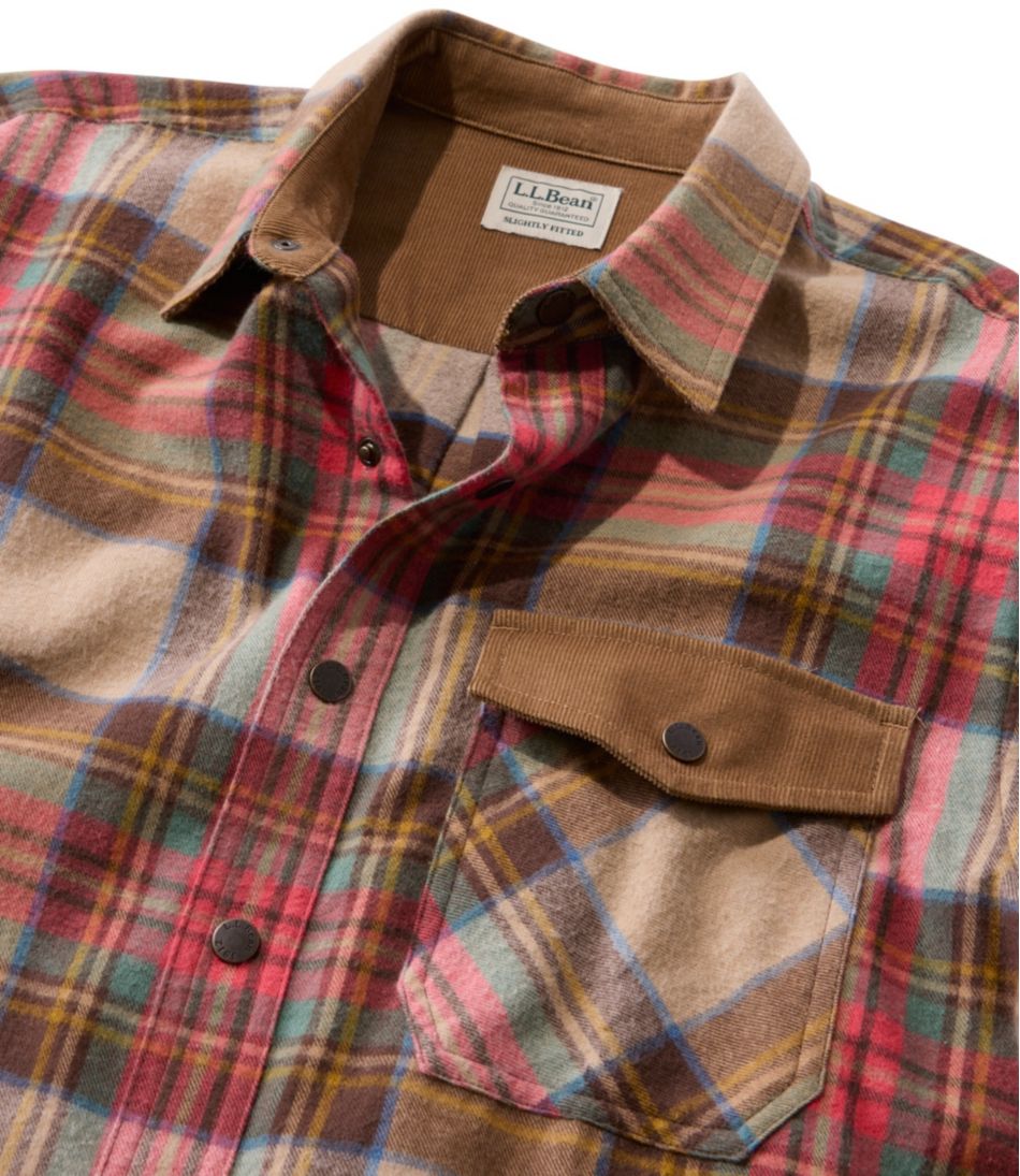 L.L.BeanMen's Scotch Plaid Flannel Shirt, Snap-Front, Slightly Fitted Untucked Fit