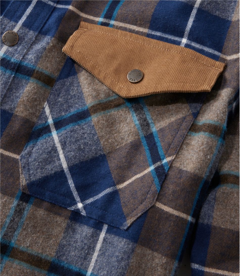 L.L.BeanMen's Scotch Plaid Flannel Shirt, Snap-Front, Slightly Fitted Untucked Fit