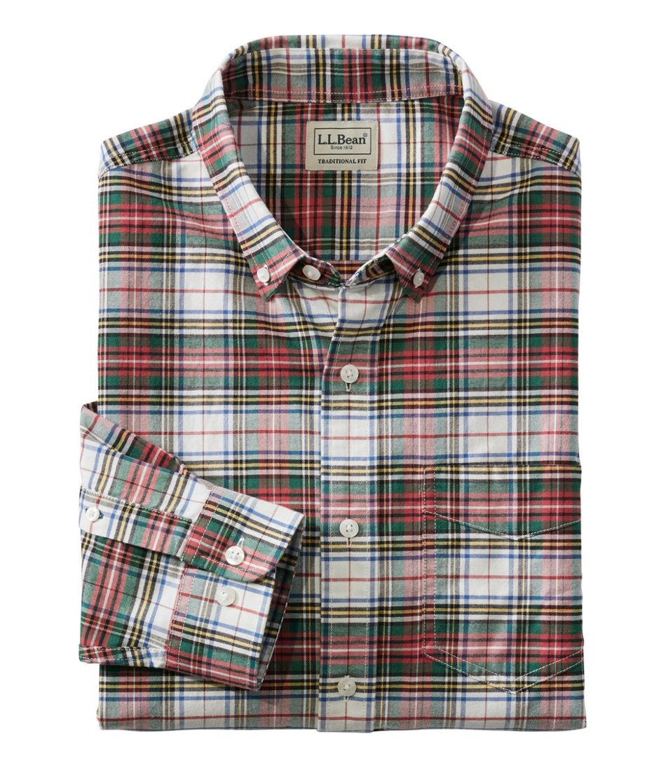L.L.BeanMen's Comfort Stretch® Oxford Shirt, Traditional Untucked Fit, Plaid