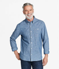 L.L.BeanMen's Comfort Stretch® Chambray Shirt, Traditional Untucked Fit, Long-Sleeve