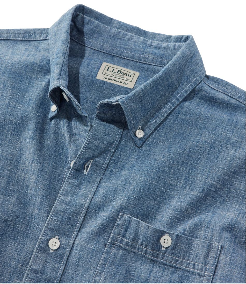 L.L.BeanMen's Comfort Stretch® Chambray Shirt, Traditional Untucked Fit, Long-Sleeve