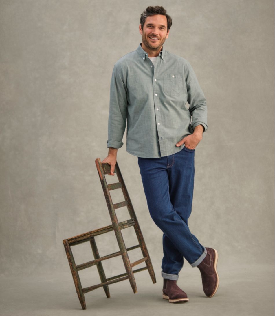 L.L.BeanMen's Comfort Stretch® Chambray Shirt, Traditional Untucked Fit, Long-Sleeve