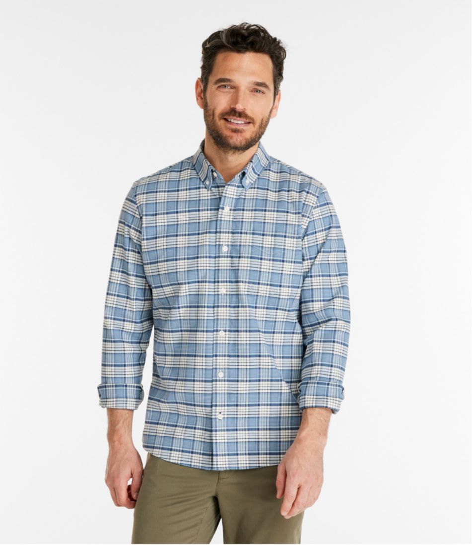 L.L.BeanMen's Comfort Stretch® Oxford Shirt, Slightly Fitted Untucked Fit, Plaid
