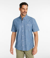 L.L.BeanMen's Comfort Stretch® Chambray Shirt, Traditional Untucked Fit, Short-Sleeve
