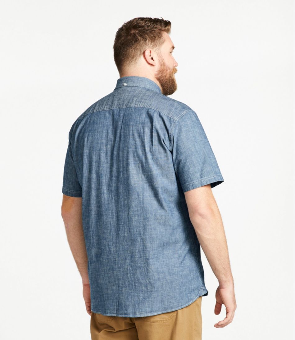 L.L.BeanMen's Comfort Stretch® Chambray Shirt, Traditional Untucked Fit, Short-Sleeve