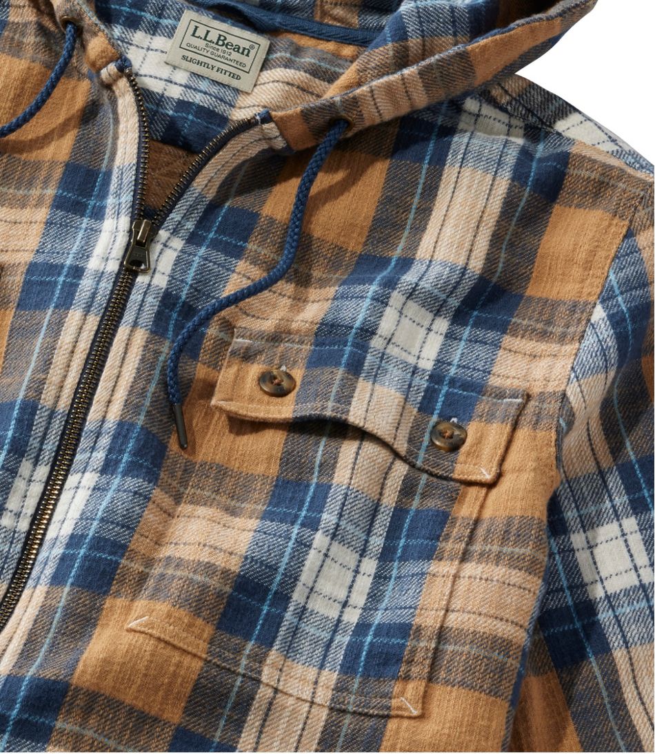 L.L.BeanMen's 1912 Field Flannel Shirt, Hooded, Slightly Fitted Untucked Fit, Plaid