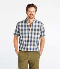 L.L.BeanMen's Comfort Stretch® Chambray Shirt, Traditional Untucked Fit, Short-Sleeve, Plaid
