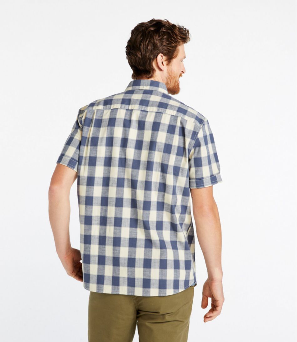 L.L.BeanMen's Comfort Stretch® Chambray Shirt, Traditional Untucked Fit, Short-Sleeve, Plaid