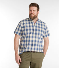 L.L.BeanMen's Comfort Stretch® Chambray Shirt, Traditional Untucked Fit, Short-Sleeve, Plaid