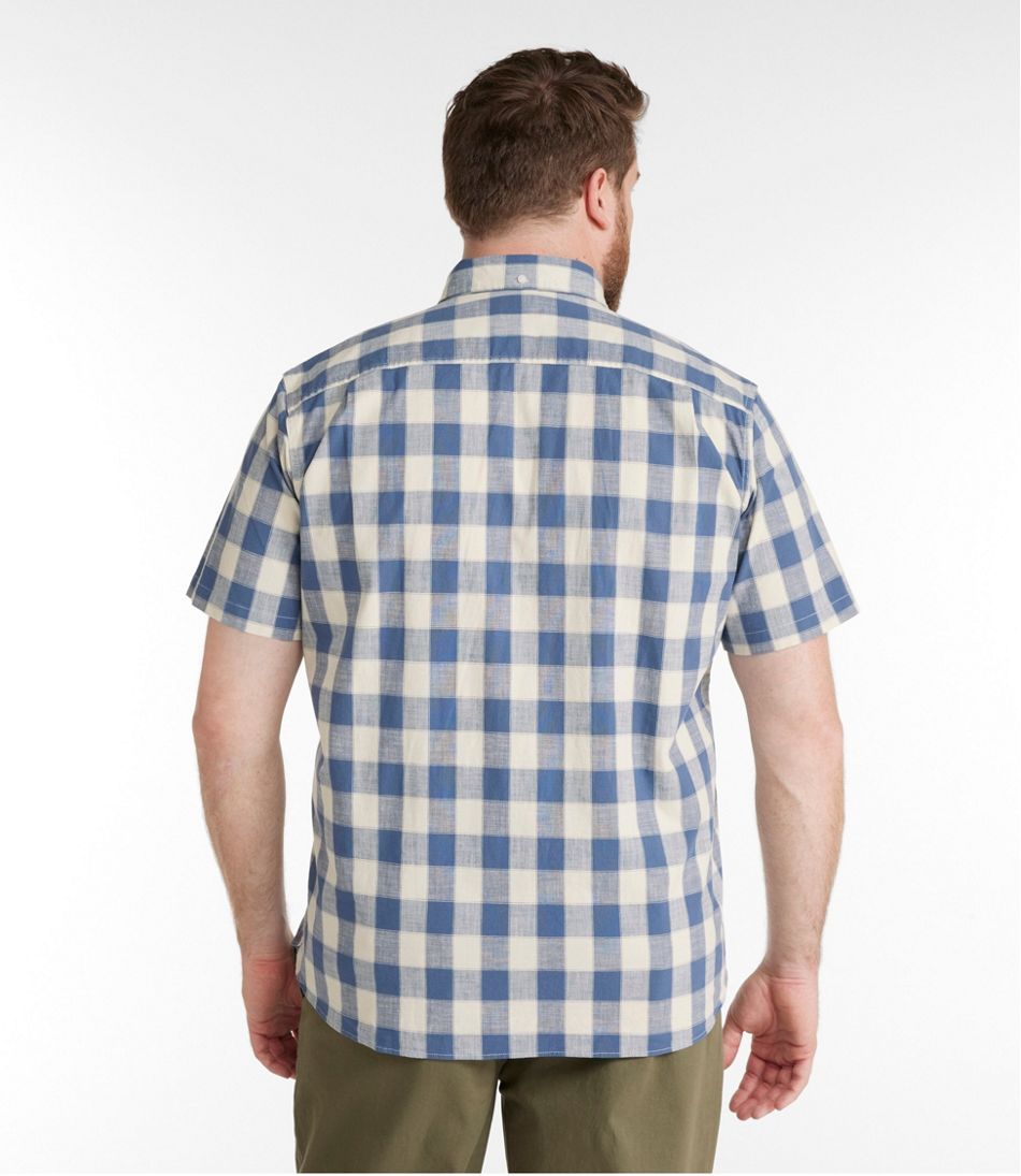 L.L.BeanMen's Comfort Stretch® Chambray Shirt, Traditional Untucked Fit, Short-Sleeve, Plaid