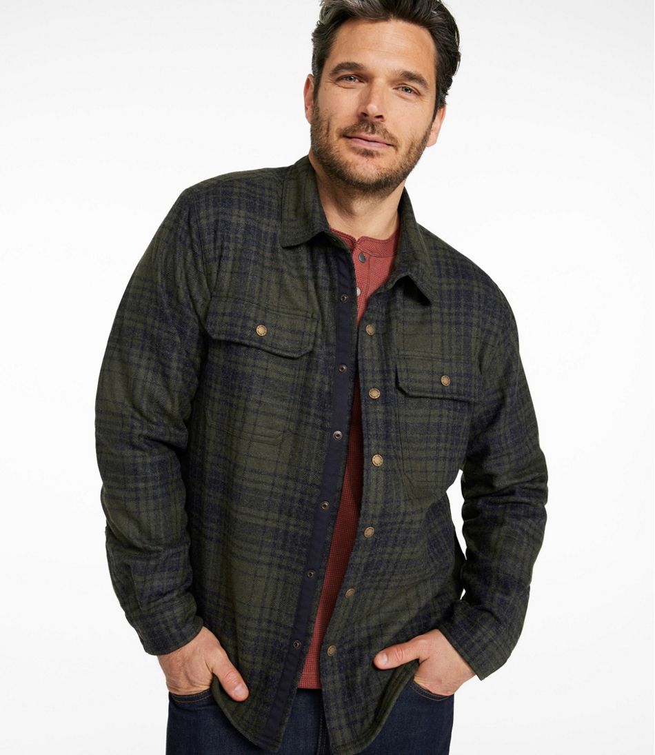 L.L.BeanMen's Maine Guide Lightweight Lined Wool Field Shirt, Plaid