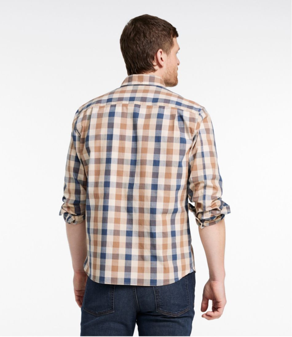 L.L.BeanMen's Comfort Stretch® Chambray Shirt, Long-Sleeve, Slightly Fitted Untucked Fit, Plaid