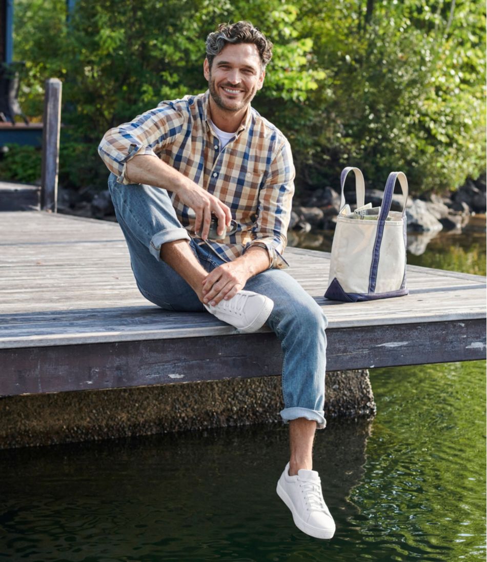 L.L.BeanMen's Comfort Stretch® Chambray Shirt, Long-Sleeve, Slightly Fitted Untucked Fit, Plaid