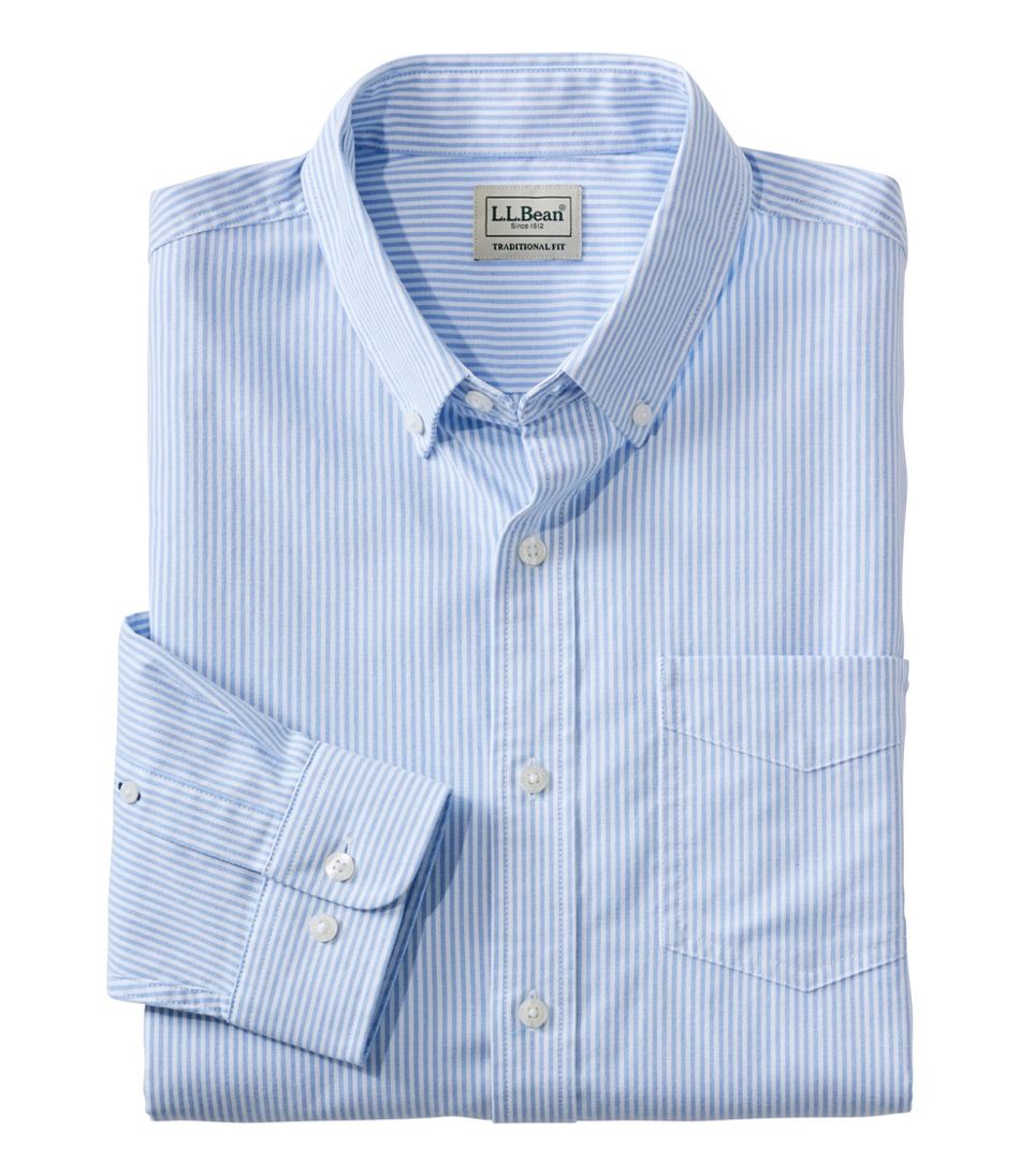 L.L.BeanMen's Comfort Stretch Oxford Shirt, Traditional Untucked Fit, Stripe