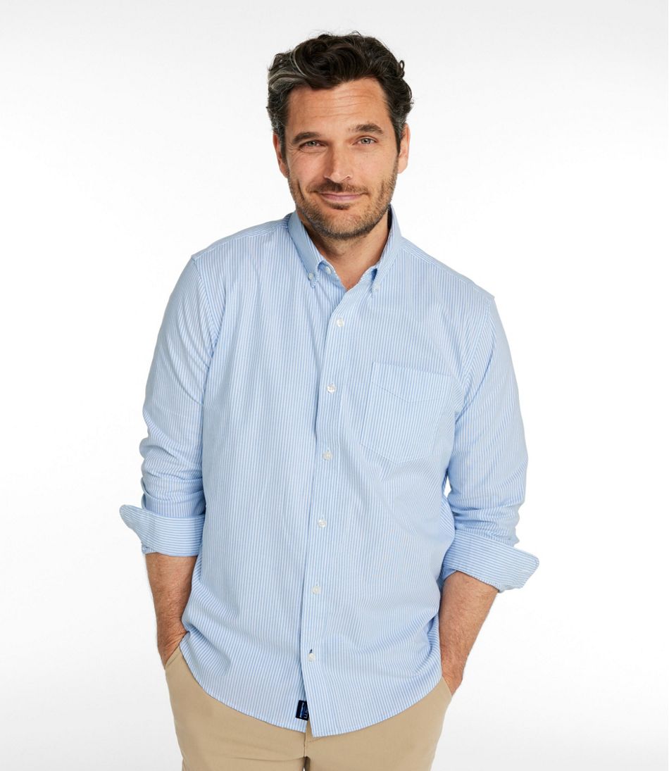 L.L.BeanMen's Comfort Stretch Oxford Shirt, Traditional Untucked Fit, Stripe