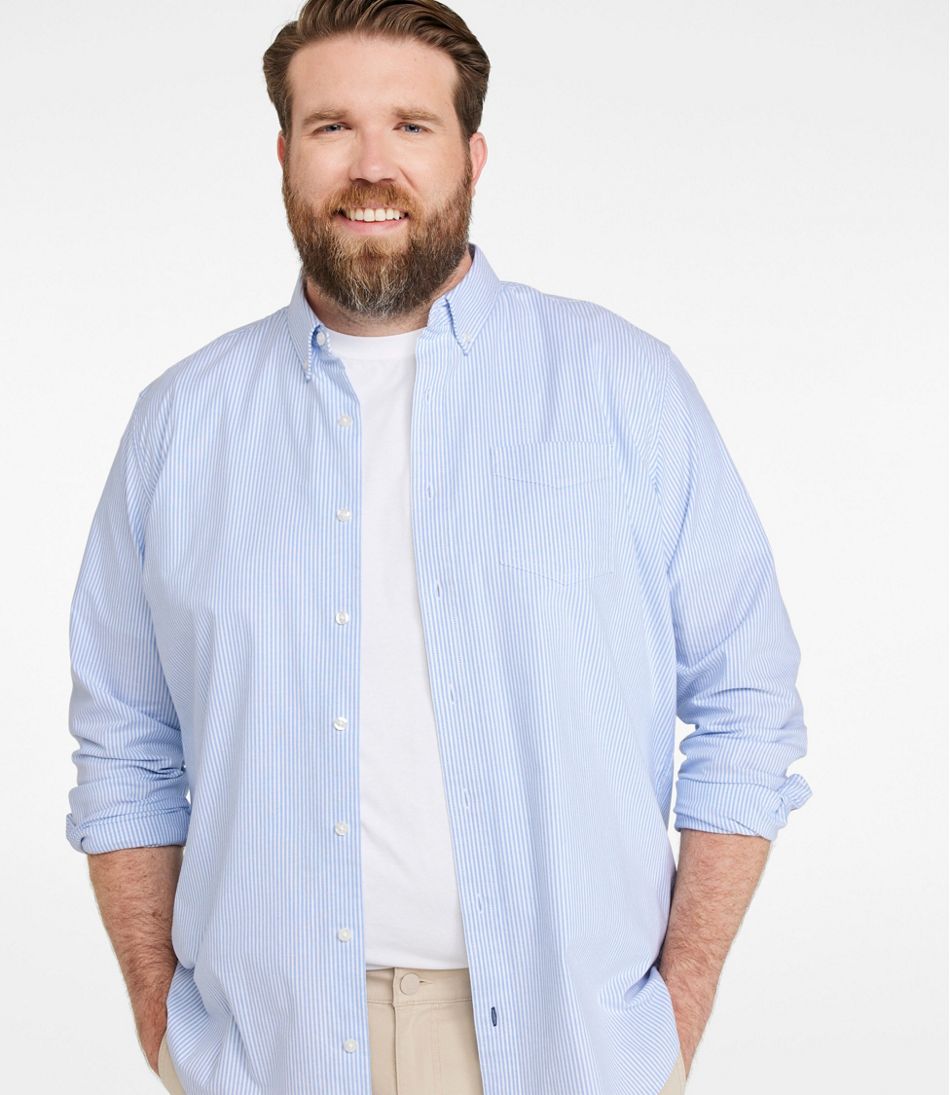 L.L.BeanMen's Comfort Stretch Oxford Shirt, Traditional Untucked Fit, Stripe