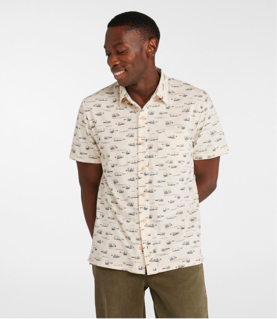 L.L.BeanMen's Lakewashed Performance Shirts, Button-Front Shirt, Short-Sleeve, Print