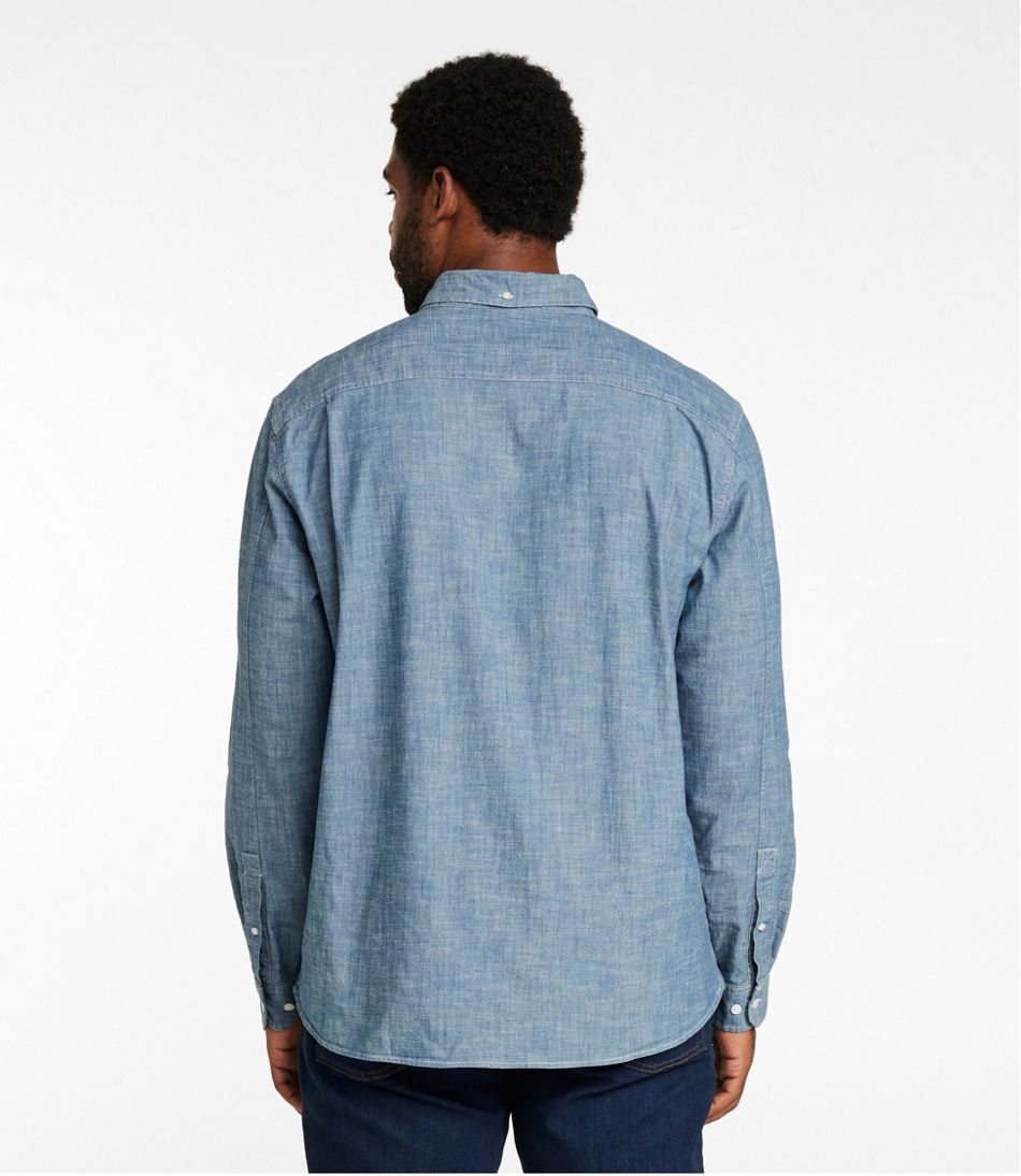 L.L.BeanMen's Comfort Stretch® Chambray Shirt, Long-Sleeve, Slightly Fitted Untucked Fit