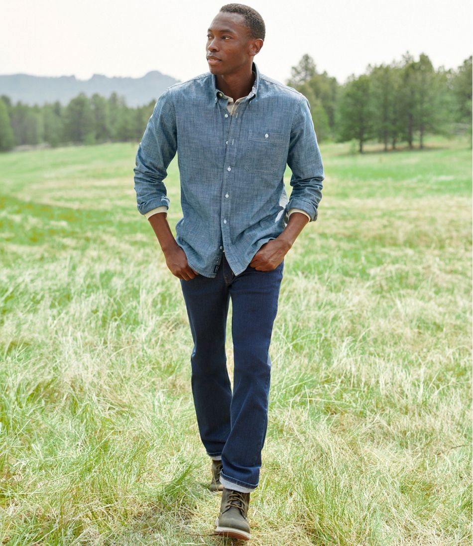L.L.BeanMen's Comfort Stretch® Chambray Shirt, Long-Sleeve, Slightly Fitted Untucked Fit