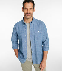 L.L.BeanMen's Comfort Stretch® Chambray Shirt, Long-Sleeve, Slightly Fitted Untucked Fit