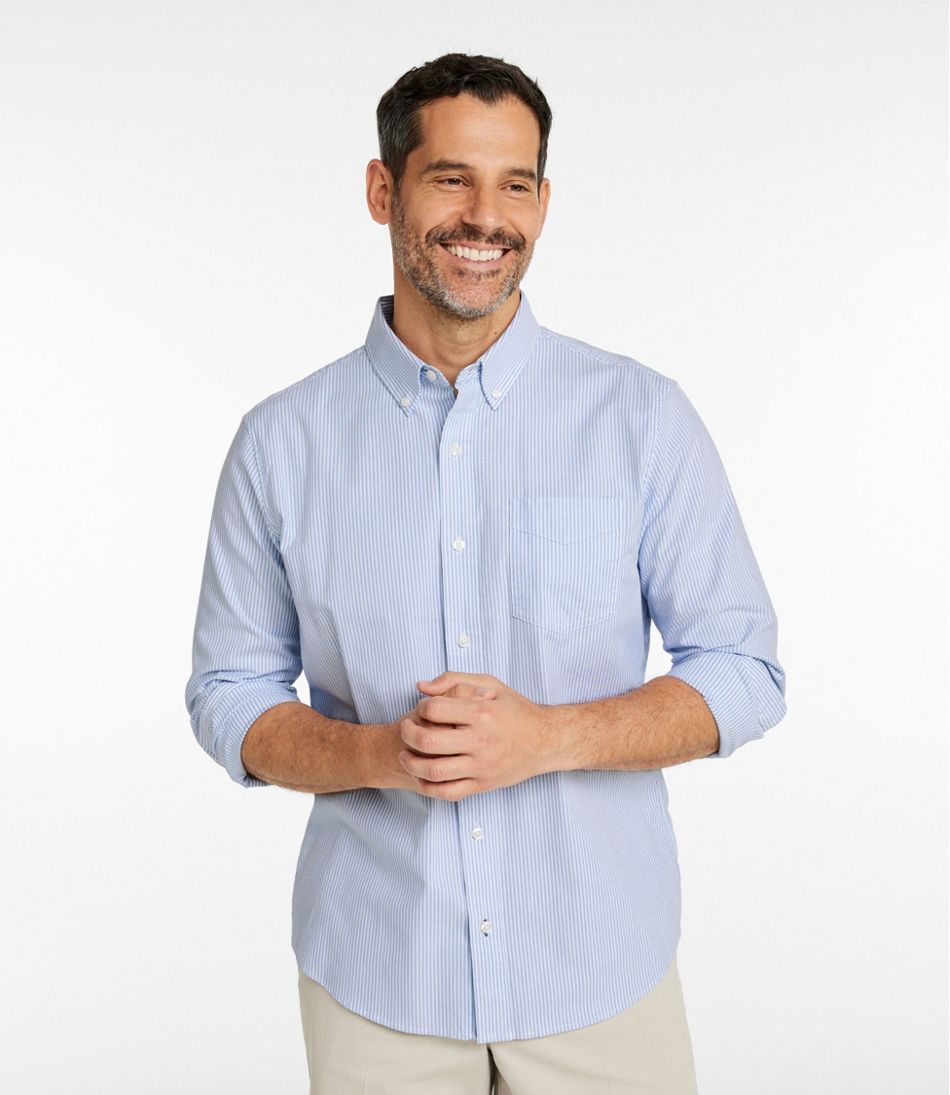 L.L.BeanMen's Comfort Stretch Oxford Shirt, Slightly Fitted Untucked Fit, Stripe