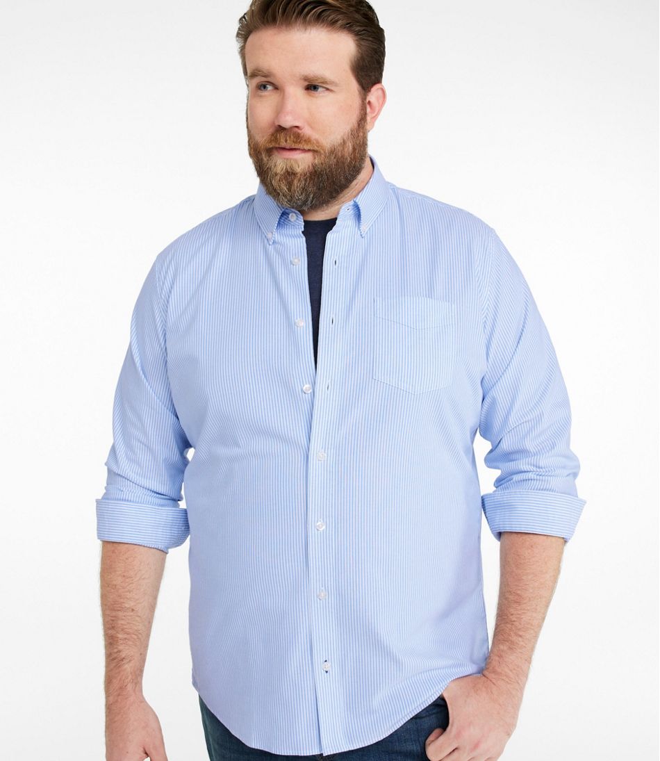 L.L.BeanMen's Comfort Stretch Oxford Shirt, Slightly Fitted Untucked Fit, Stripe