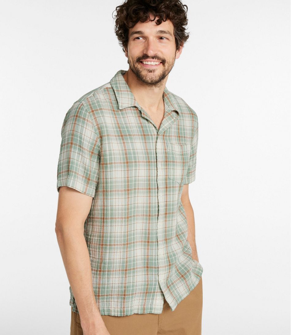 L.L.BeanMen's Cloud Gauze Shirt, Short-Sleeve, Slightly Fitted Untucked Fit, Plaid