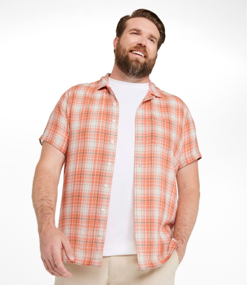 L.L.BeanMen's Cloud Gauze Shirt, Short-Sleeve, Slightly Fitted Untucked Fit, Plaid