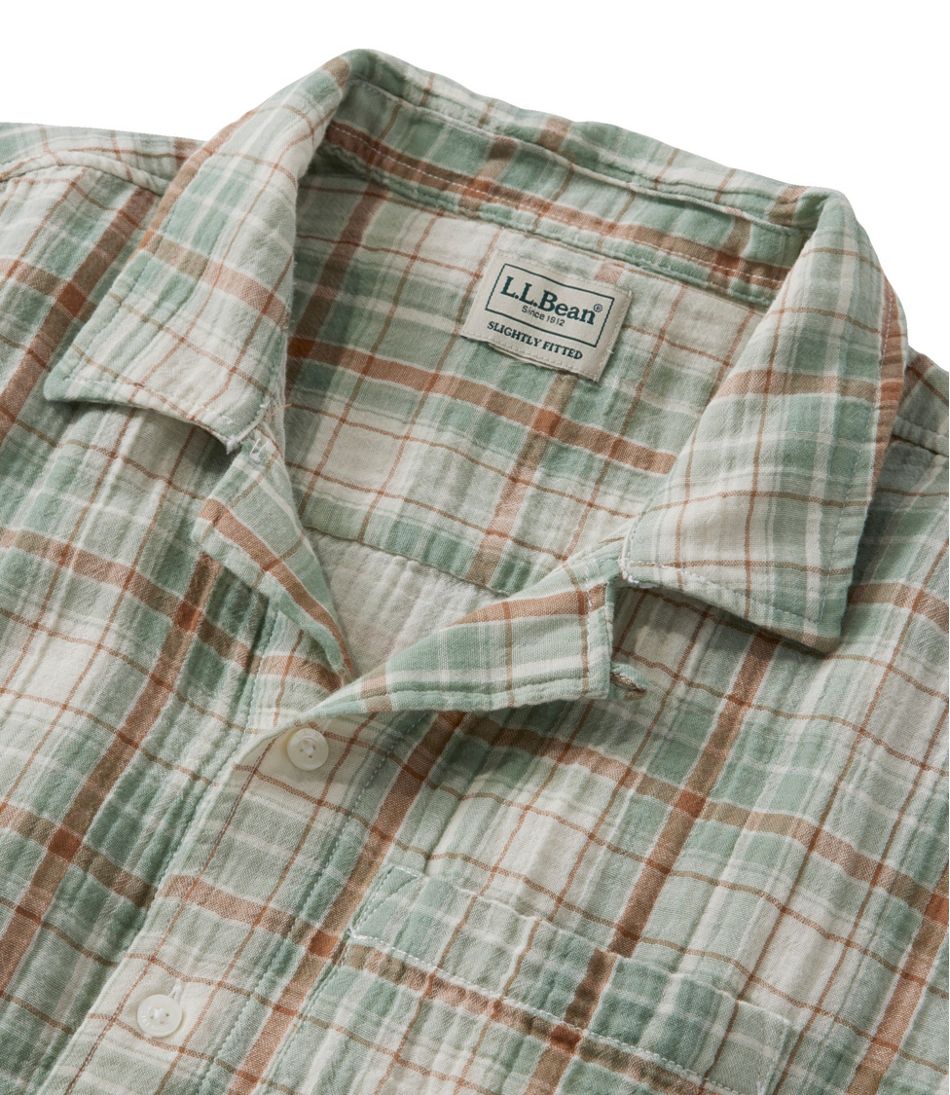 L.L.BeanMen's Cloud Gauze Shirt, Short-Sleeve, Slightly Fitted Untucked Fit, Plaid