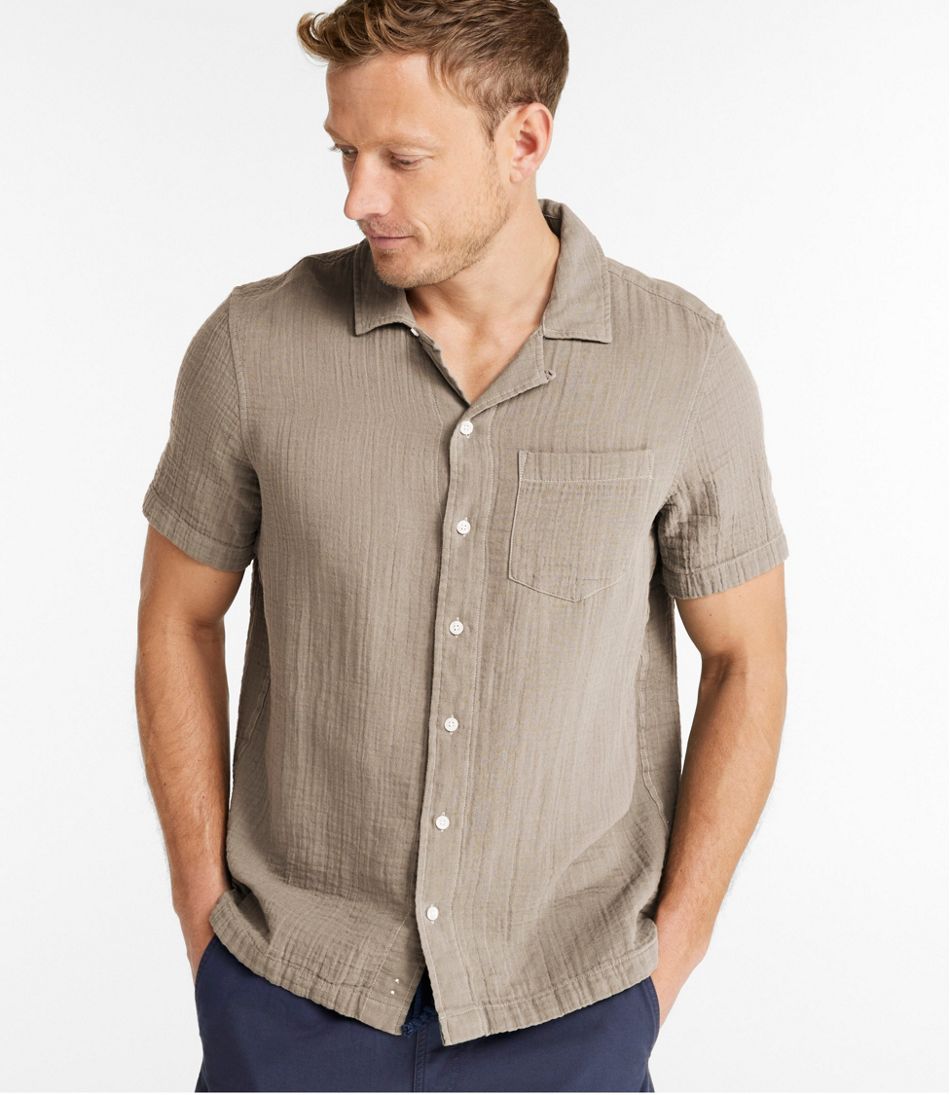 L.L.BeanMen's Cloud Gauze Shirt, Short-Sleeve, Slightly Fitted Untucked Fit