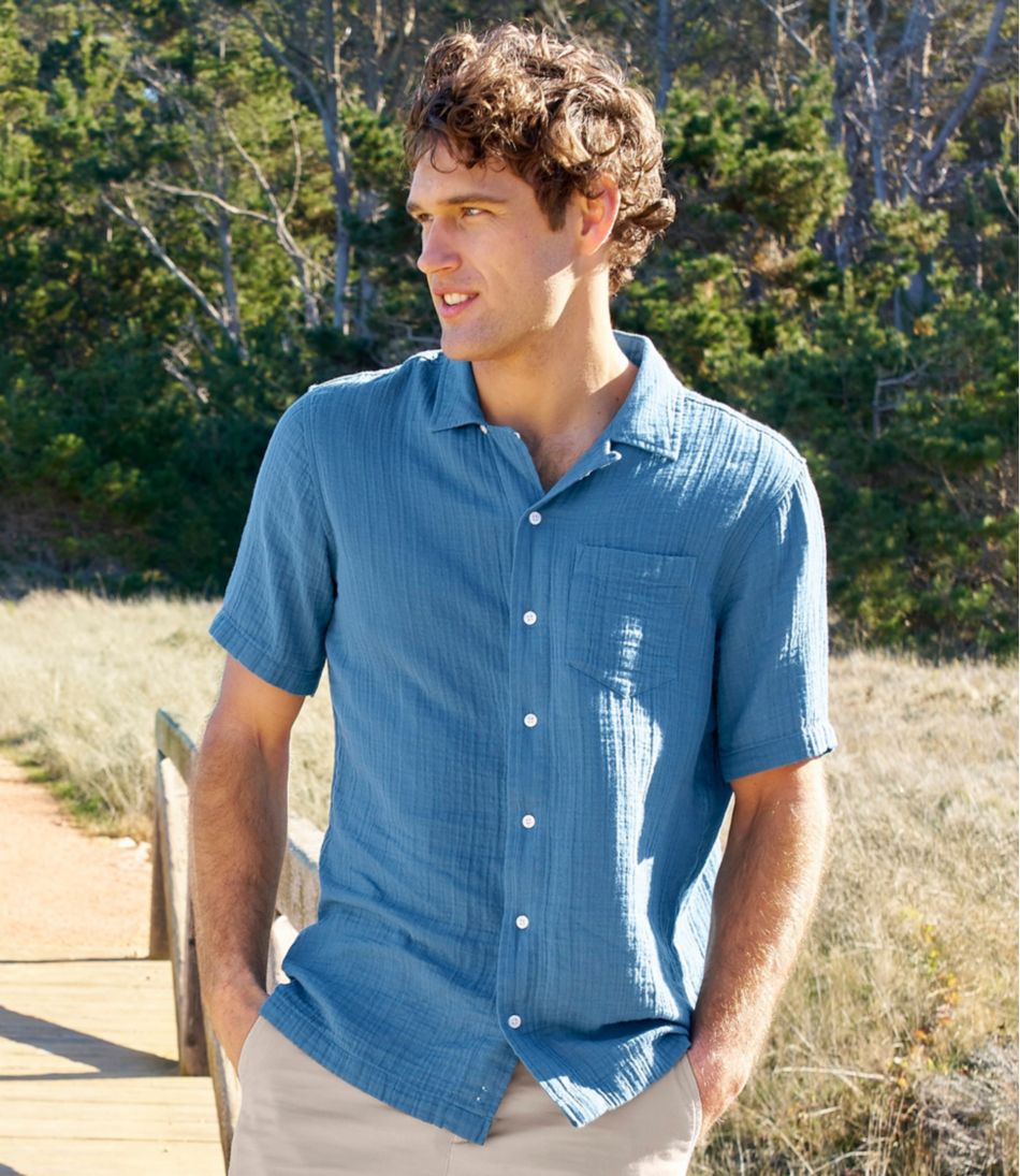 L.L.BeanMen's Cloud Gauze Shirt, Short-Sleeve, Slightly Fitted Untucked Fit