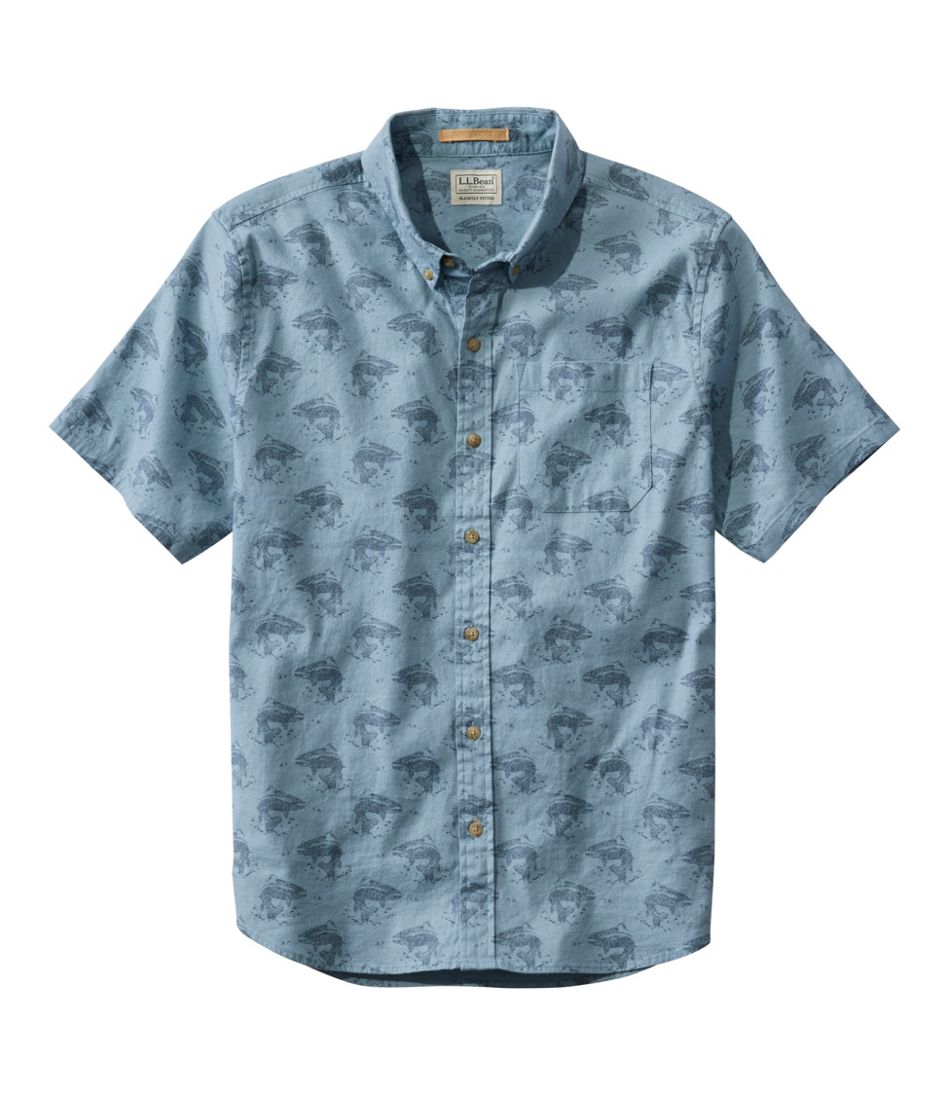 L.L.BeanMen's Stonecoast Hemp Shirt, Short-Sleeve, Slightly Fitted Untucked Fit, Print