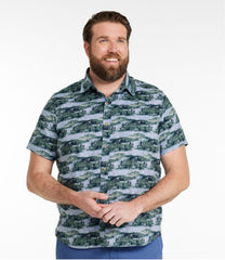 L.L.BeanMen's Stonecoast Hemp Shirt, Short-Sleeve, Slightly Fitted Untucked Fit, Print