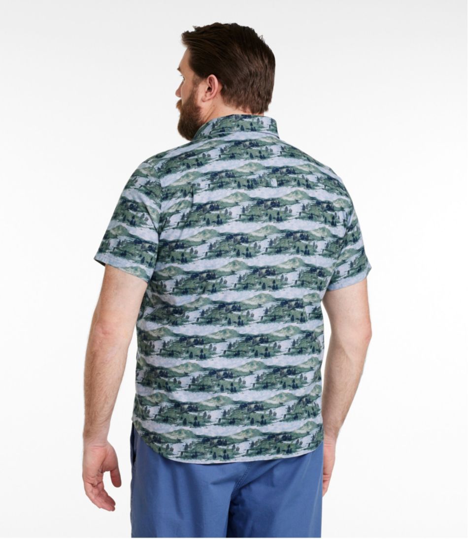 L.L.BeanMen's Stonecoast Hemp Shirt, Short-Sleeve, Slightly Fitted Untucked Fit, Print