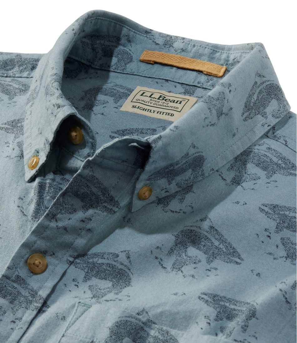 L.L.BeanMen's Stonecoast Hemp Shirt, Short-Sleeve, Slightly Fitted Untucked Fit, Print