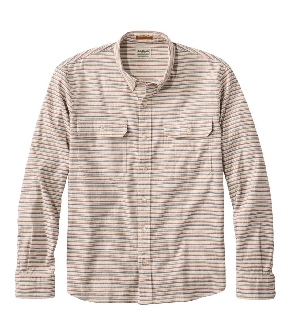 L.L.BeanMen's Stonecoast Hemp Shirt, Long-Sleeve, Slightly Fitted Untucked Fit, Stripe
