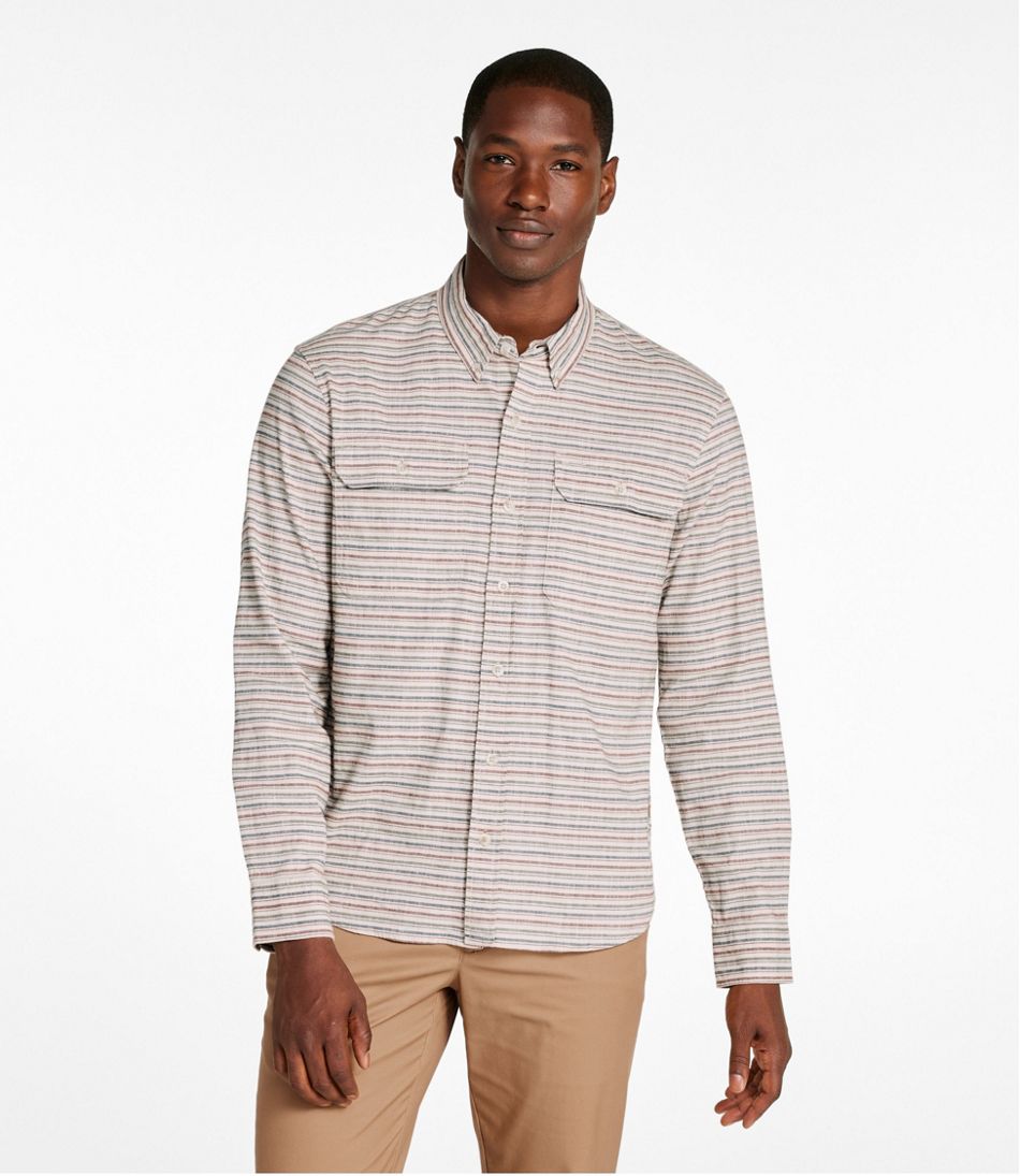 L.L.BeanMen's Stonecoast Hemp Shirt, Long-Sleeve, Slightly Fitted Untucked Fit, Stripe