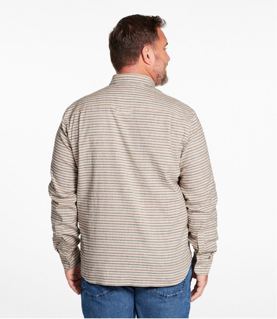 L.L.BeanMen's Stonecoast Hemp Shirt, Long-Sleeve, Slightly Fitted Untucked Fit, Stripe