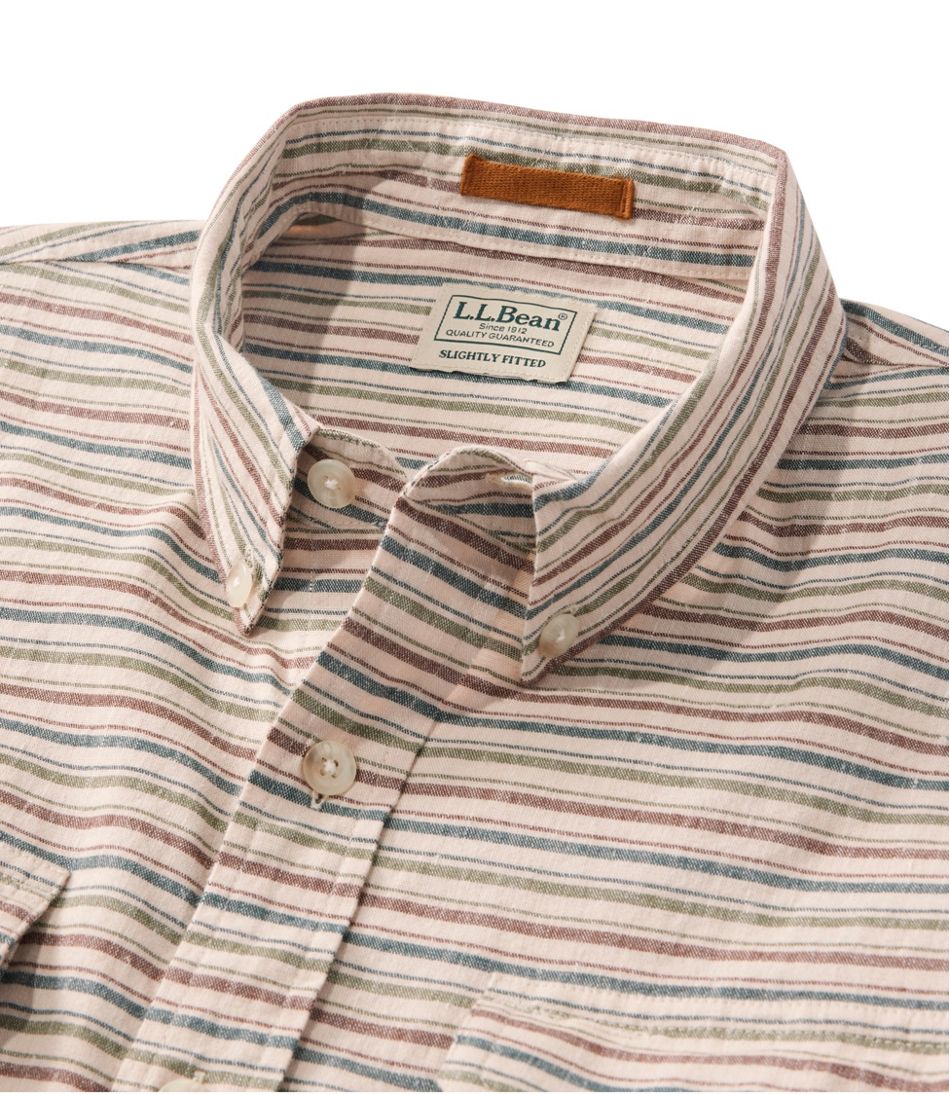 L.L.BeanMen's Stonecoast Hemp Shirt, Long-Sleeve, Slightly Fitted Untucked Fit, Stripe