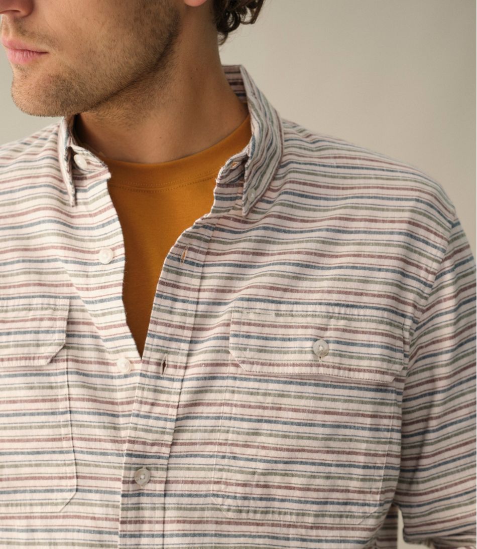 L.L.BeanMen's Stonecoast Hemp Shirt, Long-Sleeve, Slightly Fitted Untucked Fit, Stripe