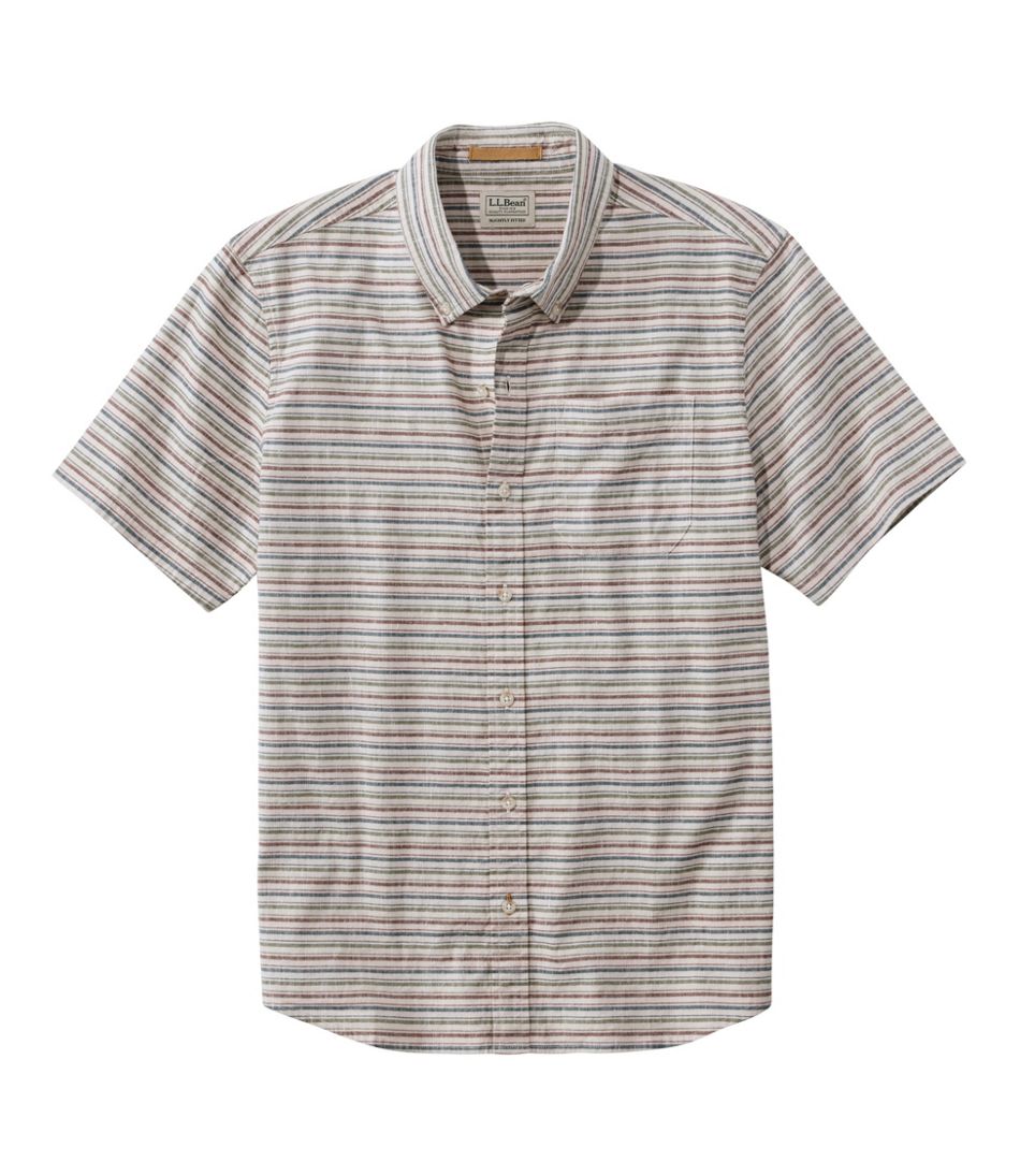 L.L.BeanMen's Stonecoast Hemp Shirt, Short-Sleeve, Slightly Fitted Untucked Fit, Stripe