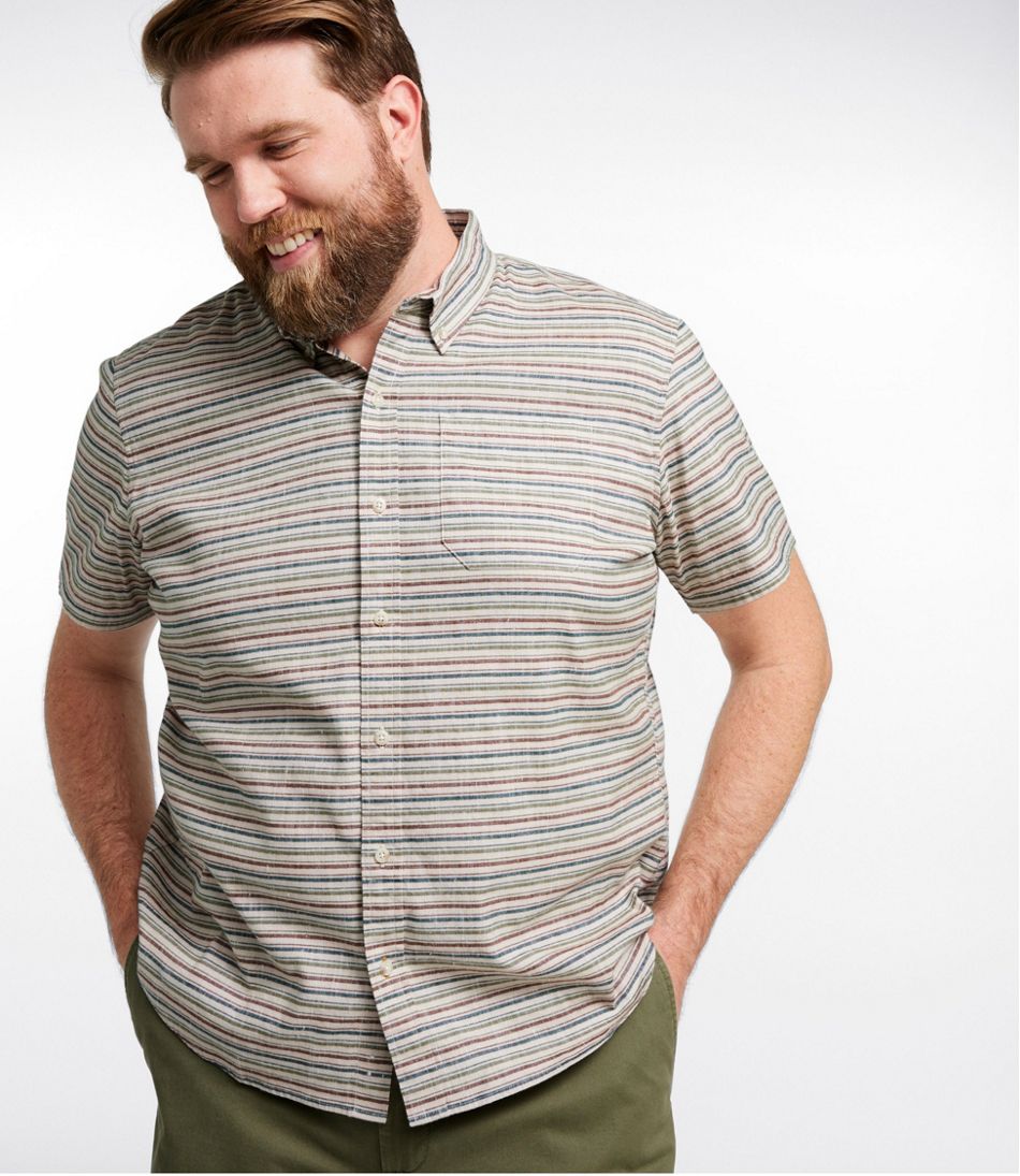L.L.BeanMen's Stonecoast Hemp Shirt, Short-Sleeve, Slightly Fitted Untucked Fit, Stripe